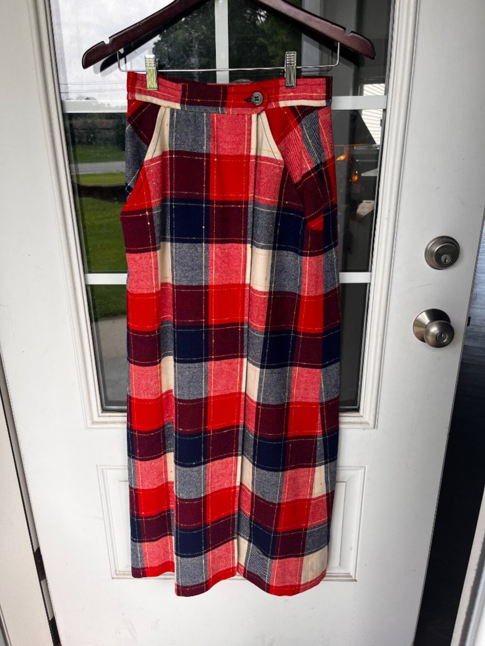 Vintage Pendleton Wool Plaid Maxi Wrap Front Skirt - Size 10